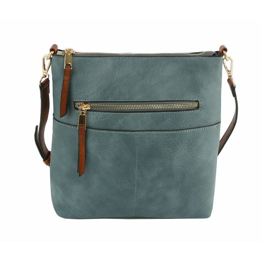 Classic Front Pocket Crossbody Sling- Blue