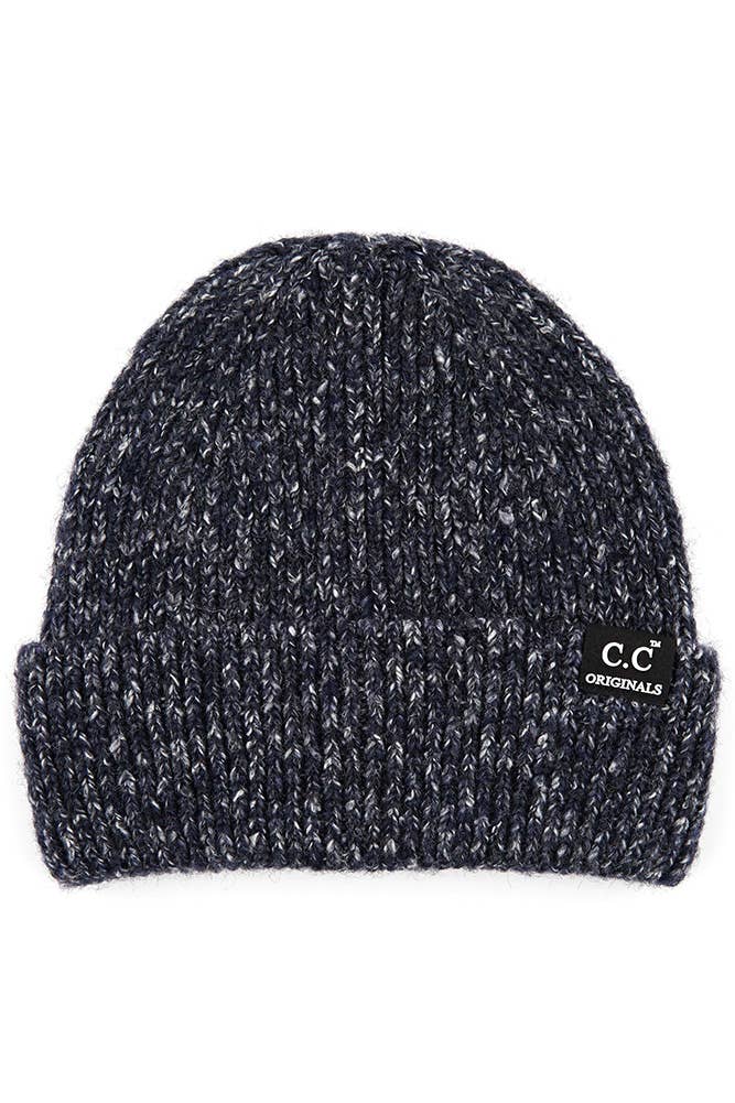 C.C Ribbed Wool Blend Beanie- Navy