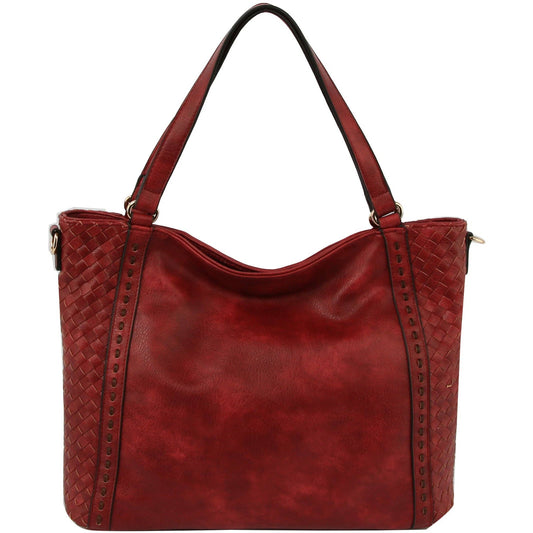 Soft Leather Tote Crossbody Hobo Bag- Red