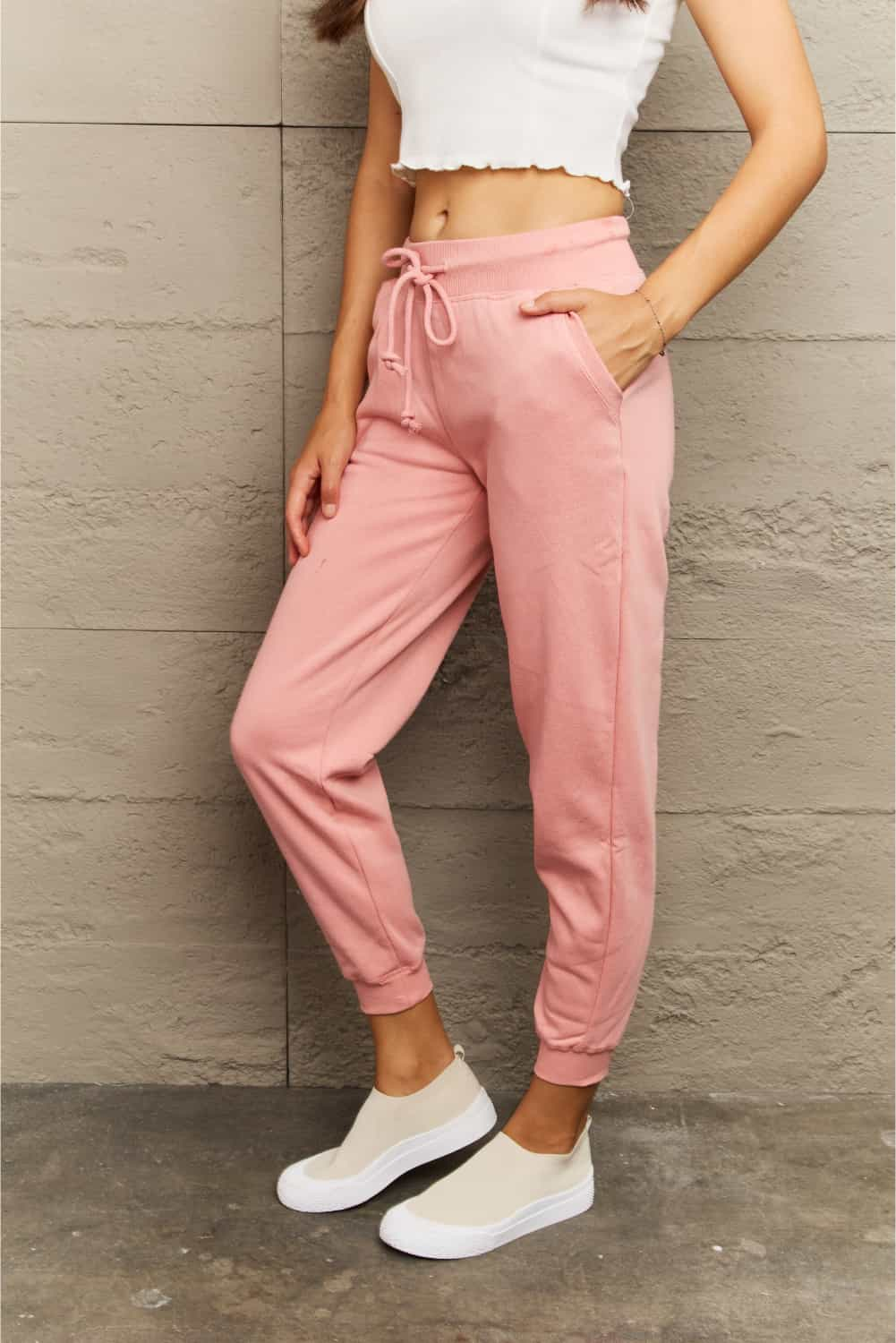 Full Size Tie Waist Long Sweatpants