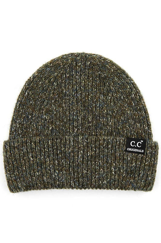 C.C Ribbed Wool Blend Beanie- Olive