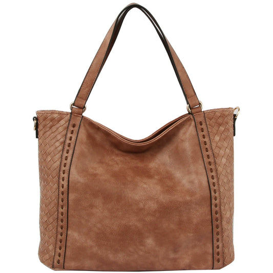 Soft Leather Tote Crossbody Hobo Bag- Dark Blush