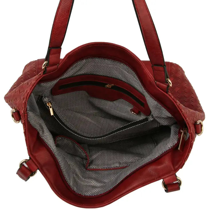 Soft Leather Tote Crossbody Hobo Bag- Red